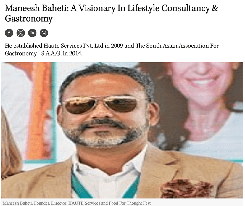 Maneesh Baheti – A Visionary in Lifestyle Consultancy & Gastronomy